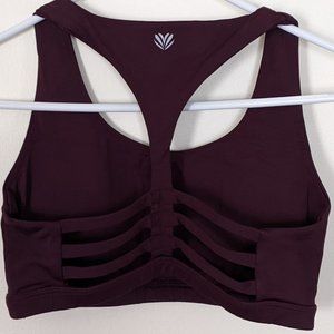 FOREVER 21 Dark Purple/Raisin High Impact Sport Bra Size with Strappy Back, Sz M